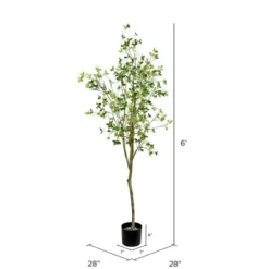 Trees & Topiaries-Kirkland's Home Milan Leaf Tree In Black Planter