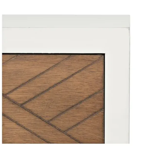 Accent & End Tables-Kirkland's Home Milo Honey Herringbone Accent Table White/Brown