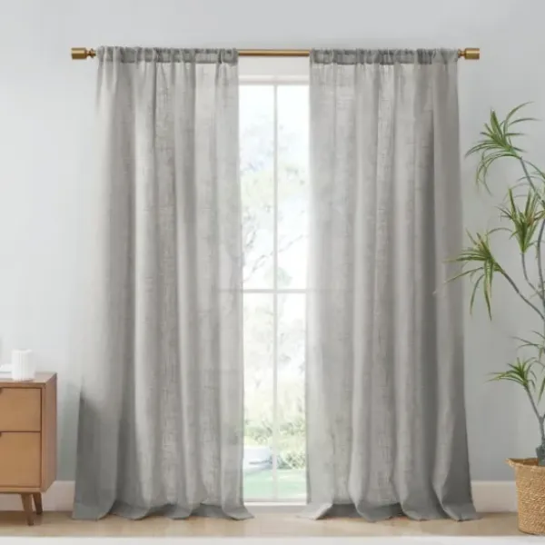 Curtains & Drapes-Kirkland's Home Mineral Woven Single Curtain Panel, 84 In. Gray