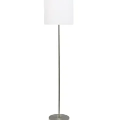 Floor Lamps-Kirkland's Home Minimal Brushed Nickel Stem Floor Lamp White