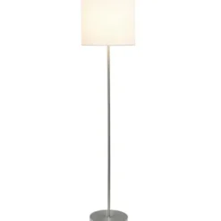 Floor Lamps-Kirkland's Home Minimal Brushed Nickel Stem Floor Lamp White