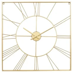 Clocks-Kirkland's Home Minimal Square Open Face Clock Gold