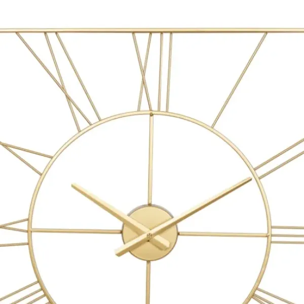 Clocks-Kirkland's Home Minimal Square Open Face Clock Gold