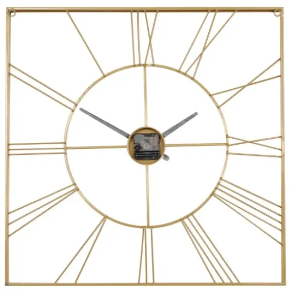 Clocks-Kirkland's Home Minimal Square Open Face Clock Gold