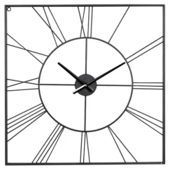 Clocks-Kirkland's Home Minimal Square Open Face Clock Black