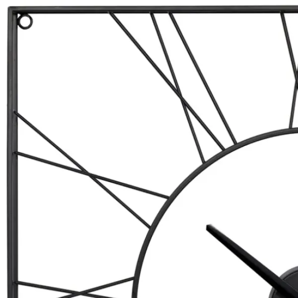 Clocks-Kirkland's Home Minimal Square Open Face Clock Black