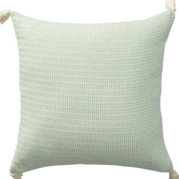 Pillows-Kirkland's Home Mint Trapeze Organic Cotton Throw Pillow Green/Ivory