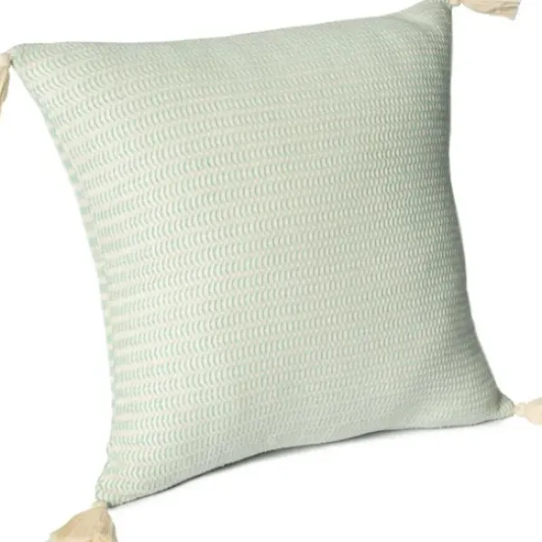 Pillows-Kirkland's Home Mint Trapeze Organic Cotton Throw Pillow Green/Ivory