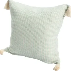 Pillows-Kirkland's Home Mint Trapeze Organic Cotton Throw Pillow Green/Ivory