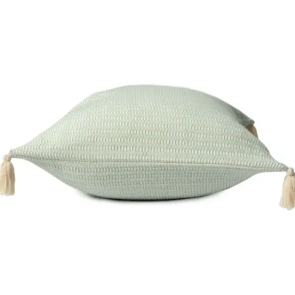 Pillows-Kirkland's Home Mint Trapeze Organic Cotton Throw Pillow Green/Ivory