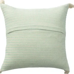 Pillows-Kirkland's Home Mint Trapeze Organic Cotton Throw Pillow Green/Ivory