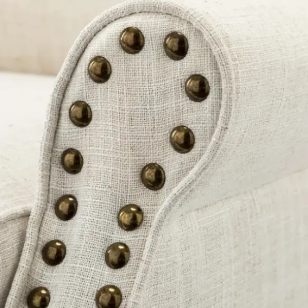 Accent Chairs-Kirkland's Home Miriam Nailhead Trim Armchair Ivory