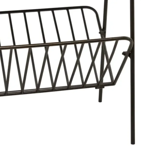 Accent & End Tables-Kirkland's Home Mirror Top Magazine Rack Side Table Black/Gold