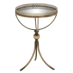 Accent & End Tables-Kirkland's Home Mirror Top Metal Accent Table Gold