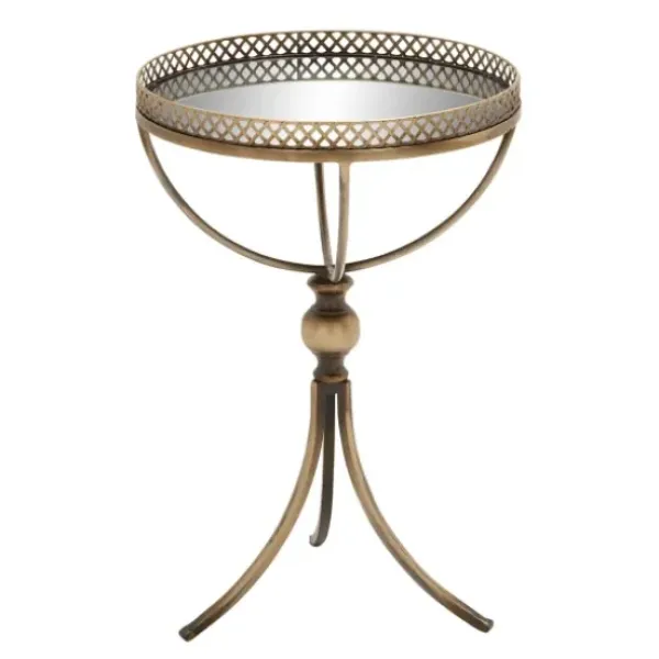 Accent & End Tables-Kirkland's Home Mirror Top Metal Accent Table Gold