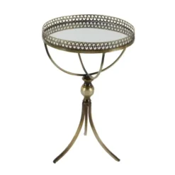 Accent & End Tables-Kirkland's Home Mirror Top Metal Accent Table Gold
