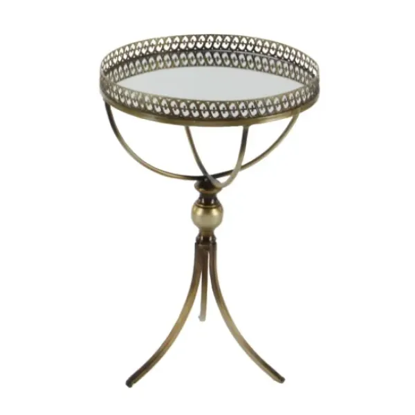 Accent & End Tables-Kirkland's Home Mirror Top Metal Accent Table Gold