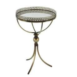 Accent & End Tables-Kirkland's Home Mirror Top Metal Accent Table Gold