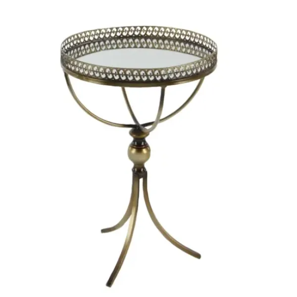 Accent & End Tables-Kirkland's Home Mirror Top Metal Accent Table Gold