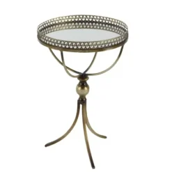 Accent & End Tables-Kirkland's Home Mirror Top Metal Accent Table Gold