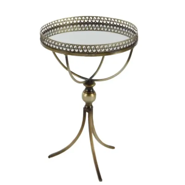 Accent & End Tables-Kirkland's Home Mirror Top Metal Accent Table Gold
