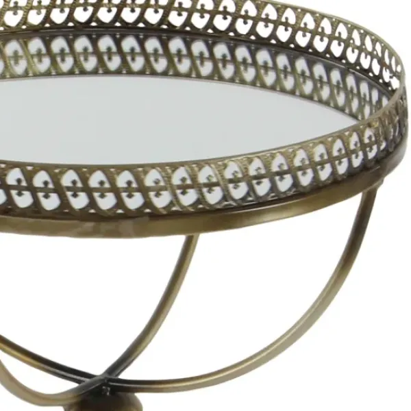 Accent & End Tables-Kirkland's Home Mirror Top Metal Accent Table Gold