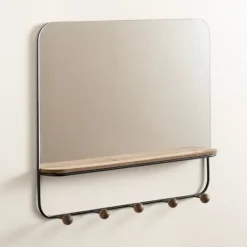 Hooks-Kirkland's Home Mirror With Shelf Wall Hooks