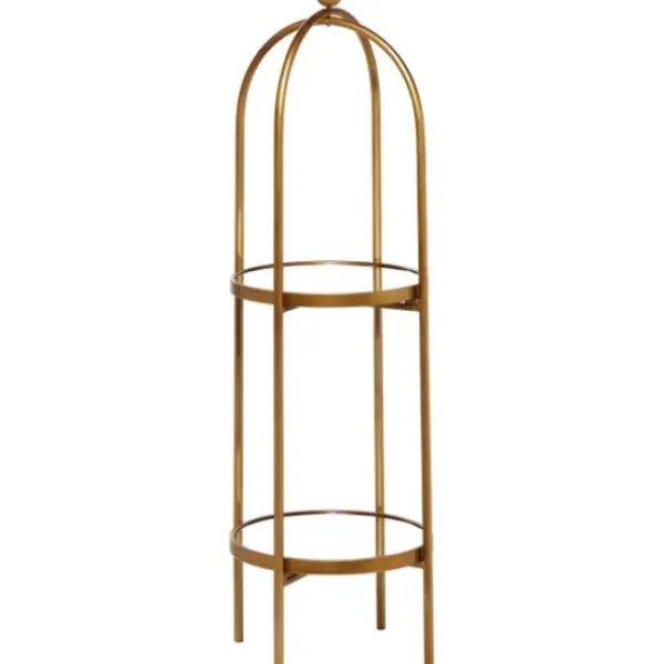 Bookshelves-Kirkland's Home Mirrored Two-Tier Cage Shelf Gold
