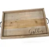 Decorative Trays-Kirkland's Home Mirrored Wood Oval Tray Brown/Silver
