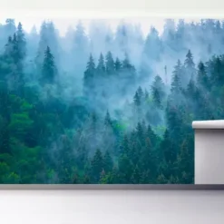 Wall Murals & Wall Decals-Kirkland's Home Misty Forest Peel And Stick Wall Mural Blue/Green