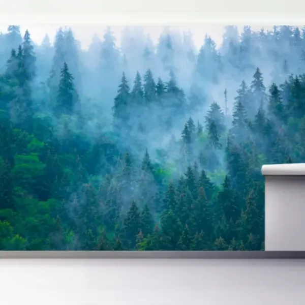 Wall Murals & Wall Decals-Kirkland's Home Misty Forest Peel And Stick Wall Mural Blue/Green