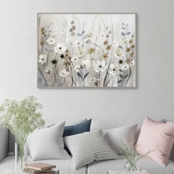 Framed Art-Kirkland's Home Misty Meadow Framed Canvas Art Print Gray/White