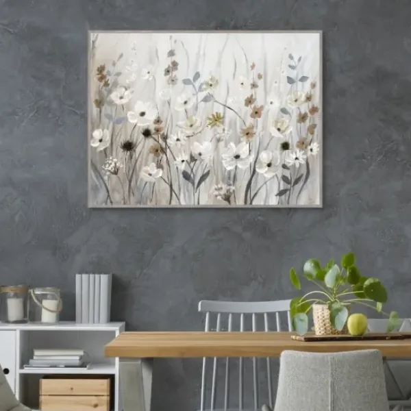 Framed Art-Kirkland's Home Misty Meadow Framed Canvas Art Print Gray/White