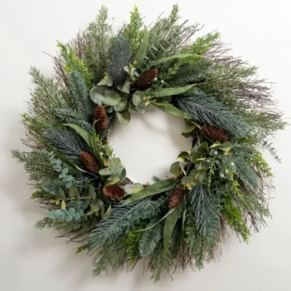 Wreaths-Kirkland's Home Mixed Cypress And Eucalyptus Winter Wreath Green/Brown