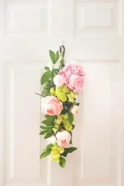 Arrangements & Greenery-Kirkland's Home Mixed Peony And Hydrangea Swag Teardrop Pink/Green