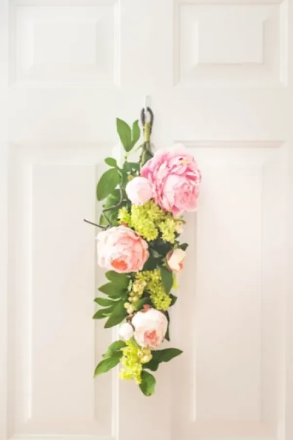 Arrangements & Greenery-Kirkland's Home Mixed Peony And Hydrangea Swag Teardrop Pink/Green