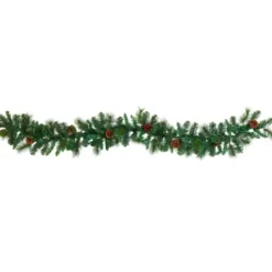 Arrangements & Greenery-Kirkland's Home Mixed Pine Clear Led Lighted Garland Green