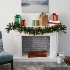 Arrangements & Greenery-Kirkland's Home Mixed Pine Clear Led Lighted Garland Green