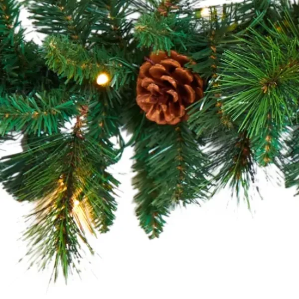 Arrangements & Greenery-Kirkland's Home Mixed Pine Clear Led Lighted Garland Green