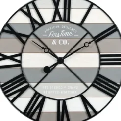 Clocks-Kirkland's Home Mixed Plank And Black Metal Wall Clock