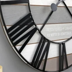 Clocks-Kirkland's Home Mixed Plank And Black Metal Wall Clock
