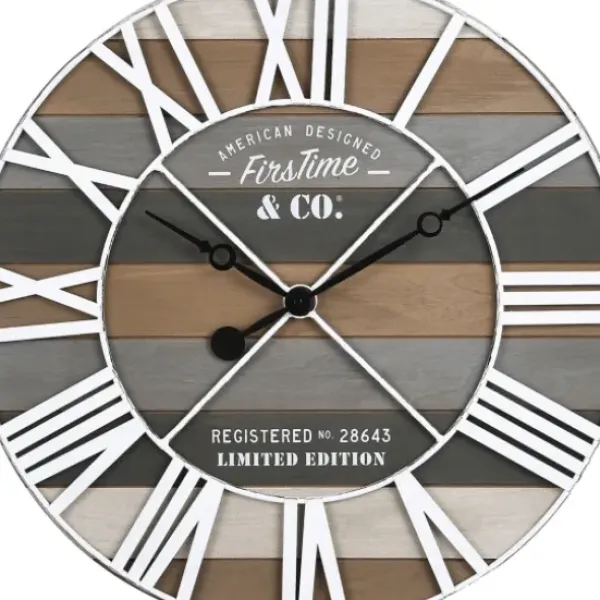 Clocks-Kirkland's Home Mixed Planks And White Wooden Wall Clock