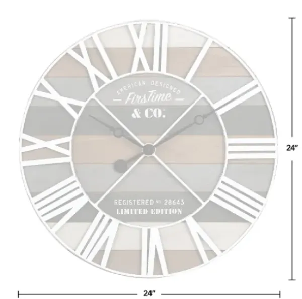 Clocks-Kirkland's Home Mixed Planks And White Wooden Wall Clock