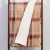 Blankets & Throws-Kirkland's Home Mocha Brown Plaid Sherpa Throw Tan/Brown