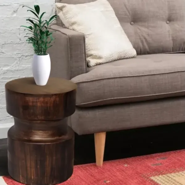 Accent & End Tables-Kirkland's Home Mocha Hourglass Mango Side Table