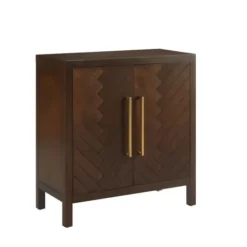 Cabinets & Sideboards-Kirkland's Home Mocha Mod Herringbone Cabinet Brown