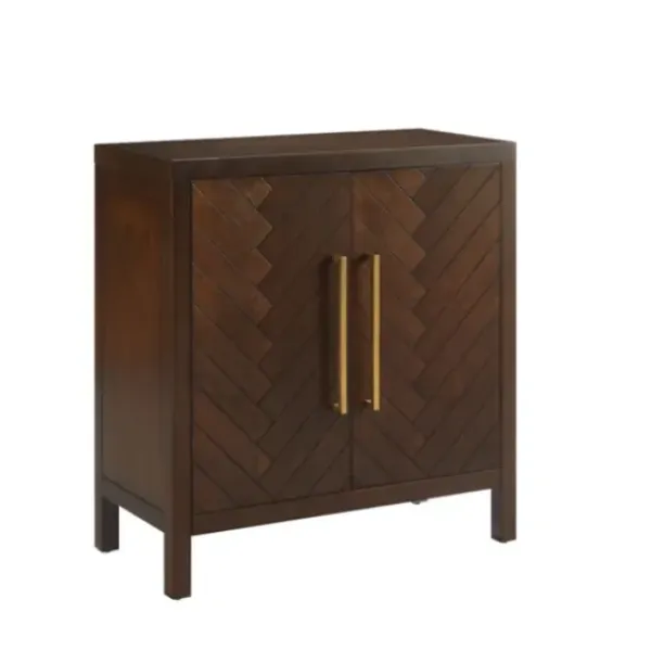 Cabinets & Sideboards-Kirkland's Home Mocha Mod Herringbone Cabinet Brown