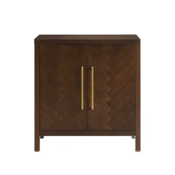 Cabinets & Sideboards-Kirkland's Home Mocha Mod Herringbone Cabinet Brown