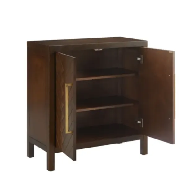 Cabinets & Sideboards-Kirkland's Home Mocha Mod Herringbone Cabinet Brown
