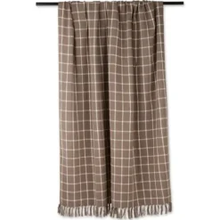 Blankets & Throws-Kirkland's Home Mocha Plaid Fringed Throw Brown